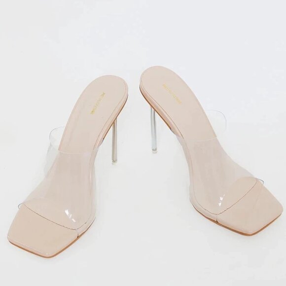 Nude & Clear Slip-On Mules Pretty Little Thing US Size 6 - Picture 1 of 3